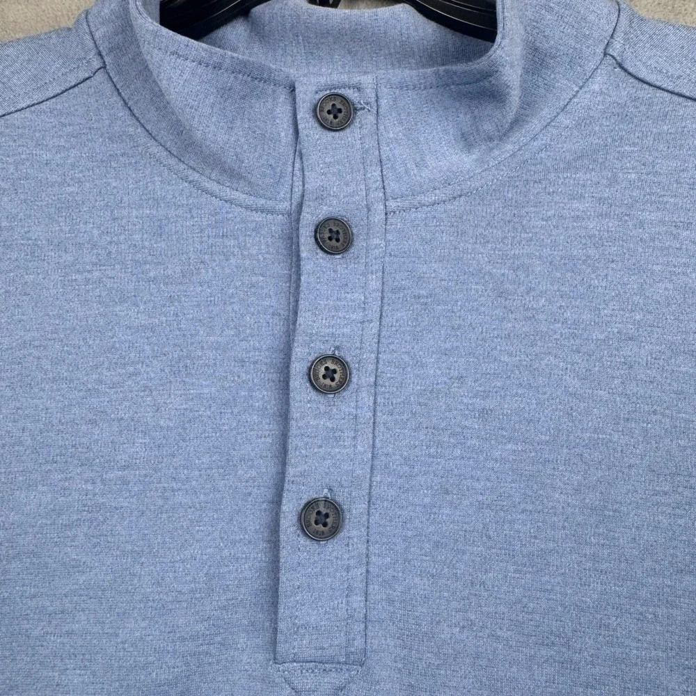 Brooks Brothers Mens 2XL Light Blue Mock Neck‎ Henley Pullover Long Sleeve Shirt